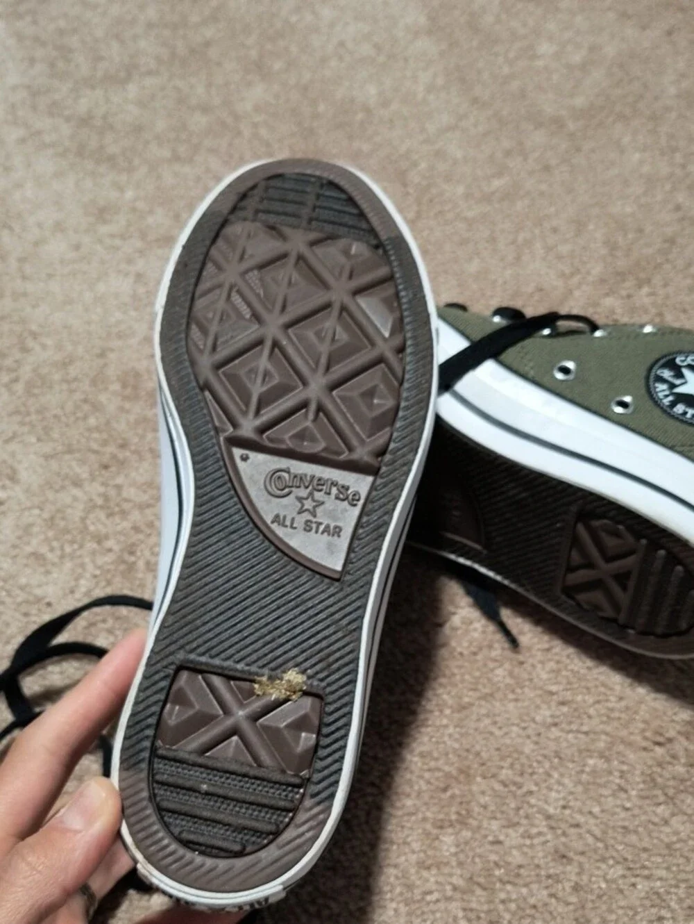 Converse Mid Top Youth Size 5 Olive Green